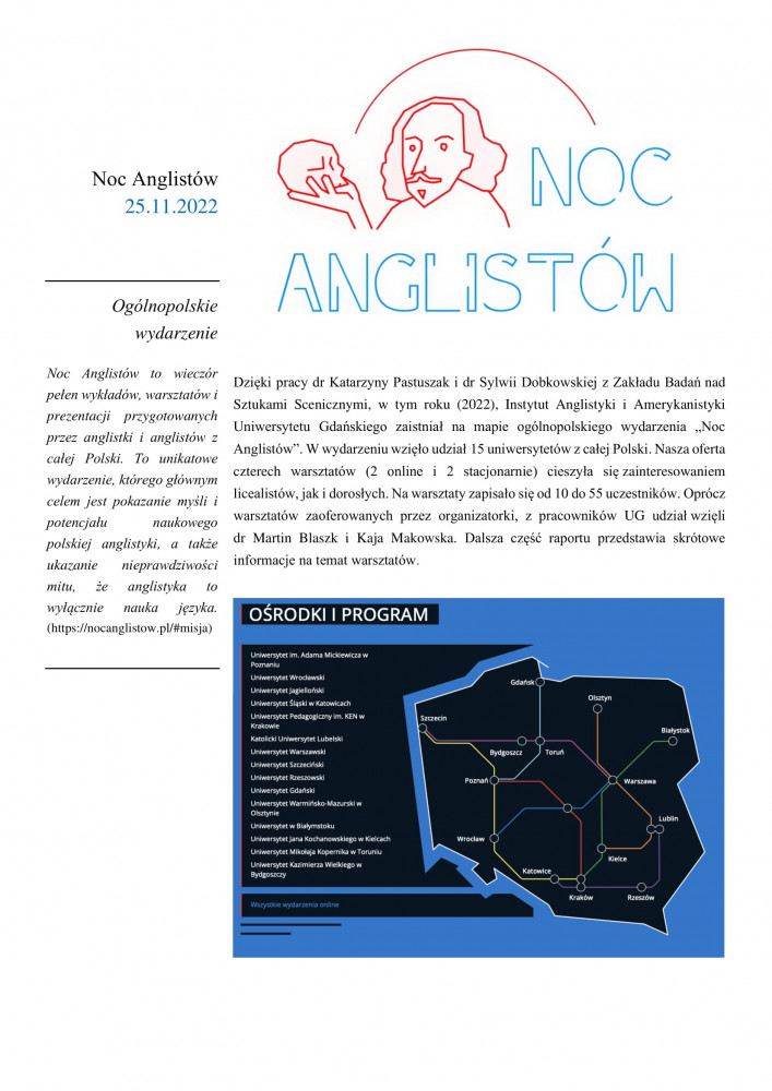 noc anglistów mapa polski