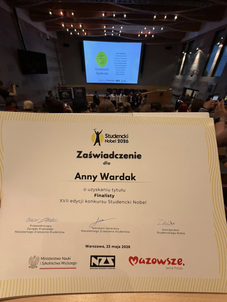 Anna Wardak studentka filologii polskiej finalistką Studenckiego Nobla w kategorii „Dziennikarstwo i Literatura”