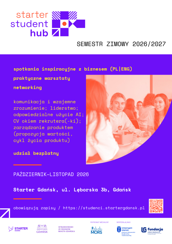  „Starter Student Hub” - 4. edycja projektu dla studentów i studentek trójmiejskich uczelni