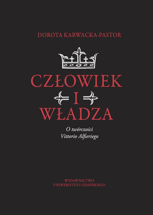 Czarna okładka. Oprócz autorki i tytułu widnieje na niej korona i inne znaki.