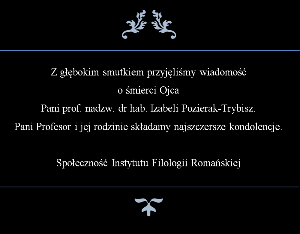 nekrolog dla prof. Izabeli Pozierak-Trybisz z powodu śmierci ojca