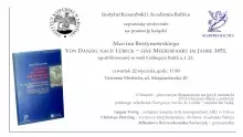 Zaproszenie na promocję książki Marcina Borzymowskiego "Von Danzig nach Lübeck − eine Meeresfahrt im Jahre 1651"