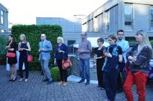 Katarzyna Wojan na spotkaniu z pisarką Katją Kettu w Ambasadzie Finlandii