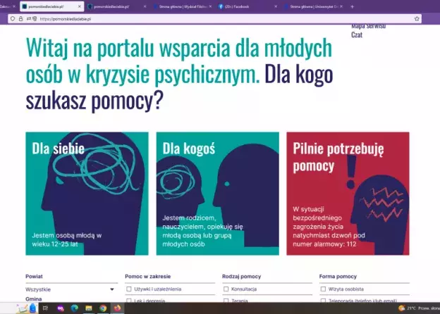 Zachęcamy do skorzystania z portalu wsparcia dla młodych osób w kryzysie psychicznym