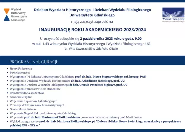 3 października - rozpoczęcie zajęć dydaktycznych w semestrze zimowym 2023/24