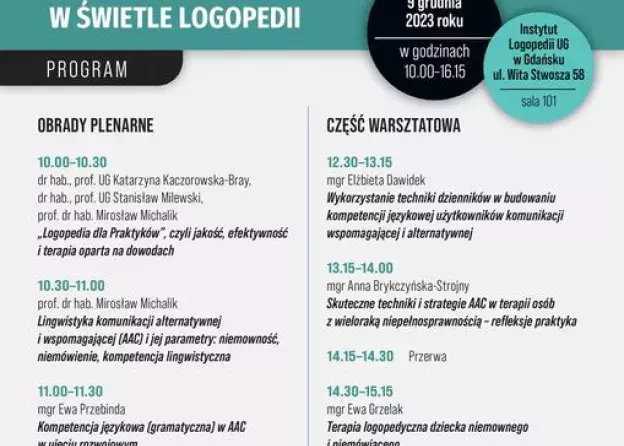 Konferencja naukowo-szkoleniowa „Komunikacja wspomagająca o alternatywna (AAC) w świetle logopedii”