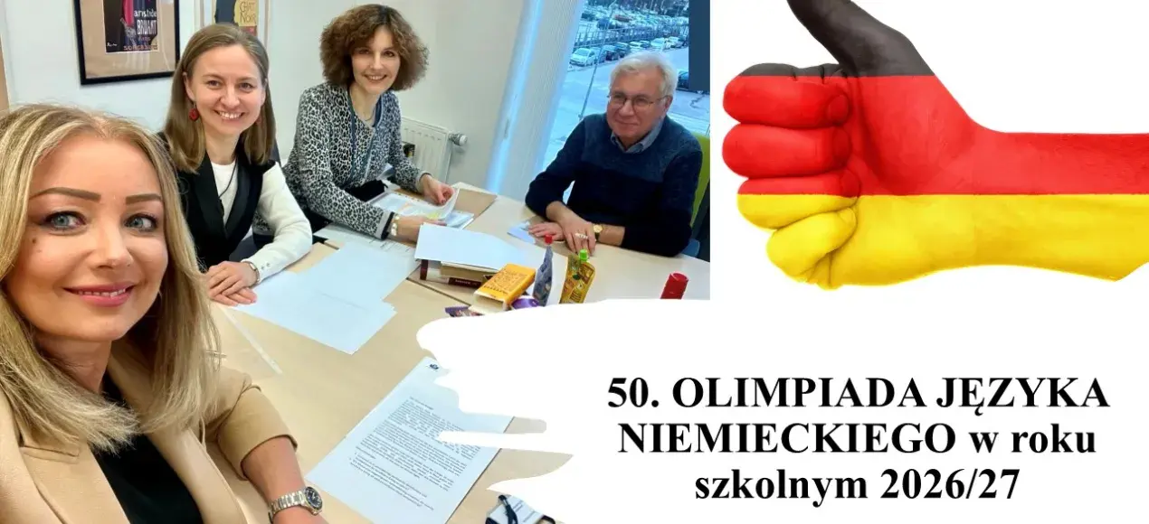 Komisja egzaminacyjna, ręka z kciukiem skierwanym ku górze w barwach flagi niemieckiej