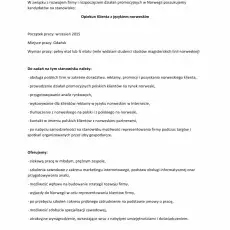 Oferta pracy dla studentów linii norweskiej 