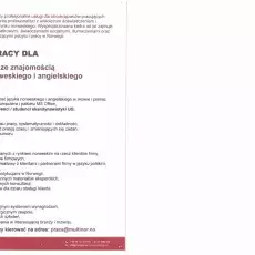Różne oferty pracy dla studentów albo absolwentów Skandynawistyki 