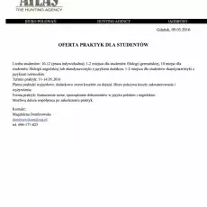 Oferta płatnych praktyk dla studentów linii norweskiej i duńskiej 